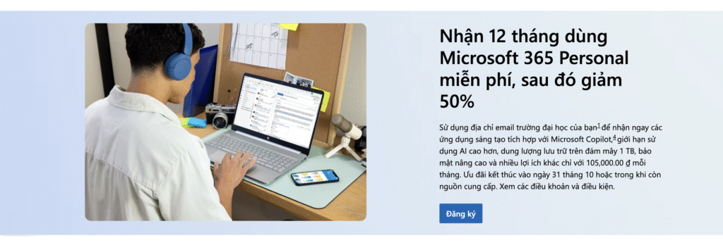 Hướng dẫn đăng ký 12 tháng miễn phí Microsoft 365 Personal cho sinh viên Việt Nam